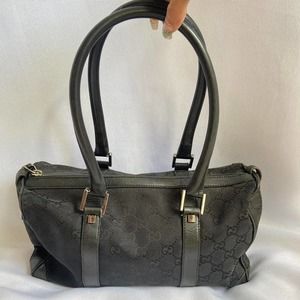Authentic Black Gucci Monogram Boston Bag